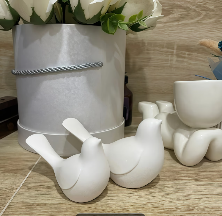 Minimalist Ceramic Bird Pair Decor
