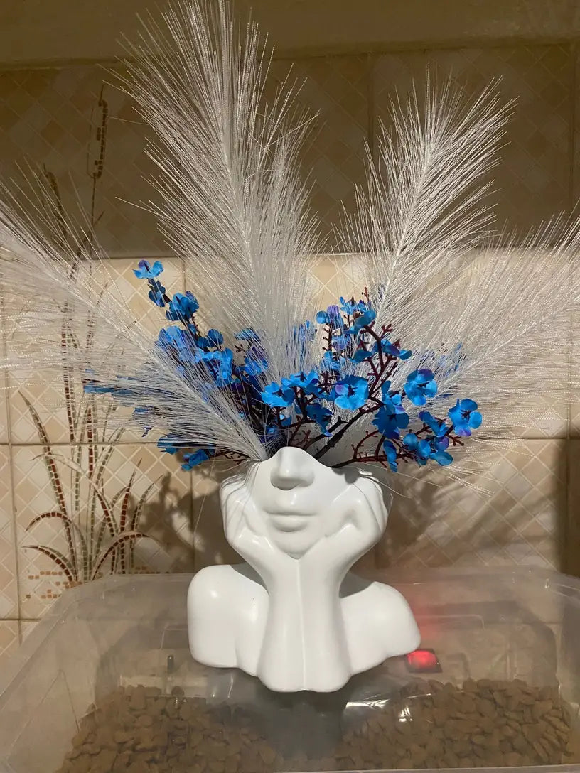 Lady Head Vase Concrete Woman Face Plant Pot Makeup Holder Modern Luxury Home Decor