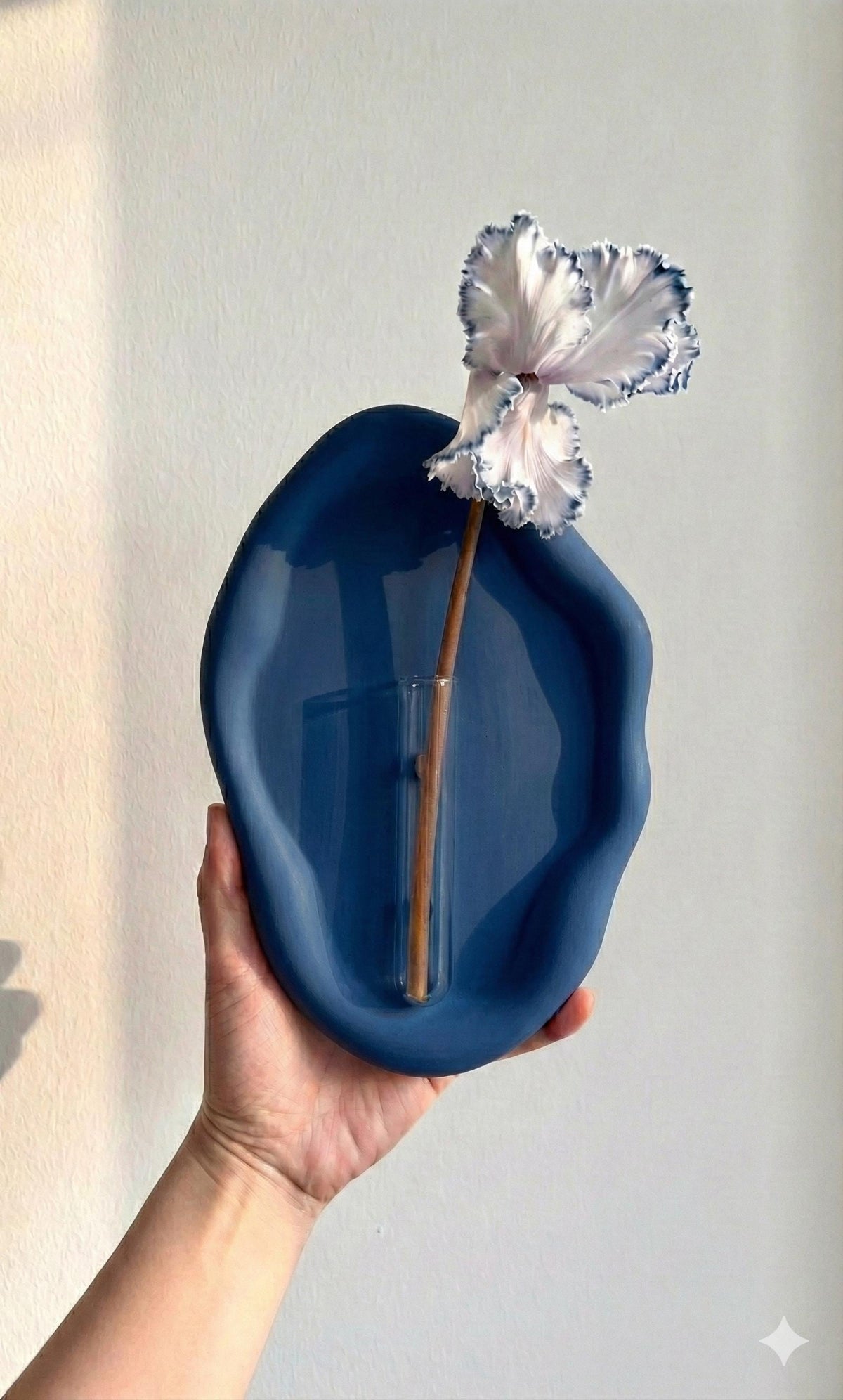 Wall Hanging Flower Vase | Minimalist Ceramic Wall Vase with Glass Tube | Boho Home Decor | Decorative Plant Holder | Unique Gift for Home & Living