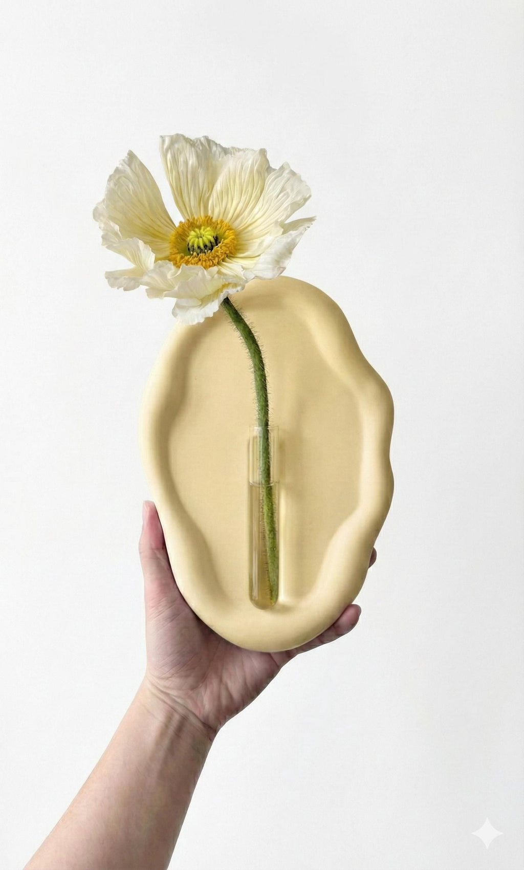 Wall Hanging Flower Vase | Minimalist Ceramic Wall Vase with Glass Tube | Boho Home Decor | Decorative Plant Holder | Unique Gift for Home & Living