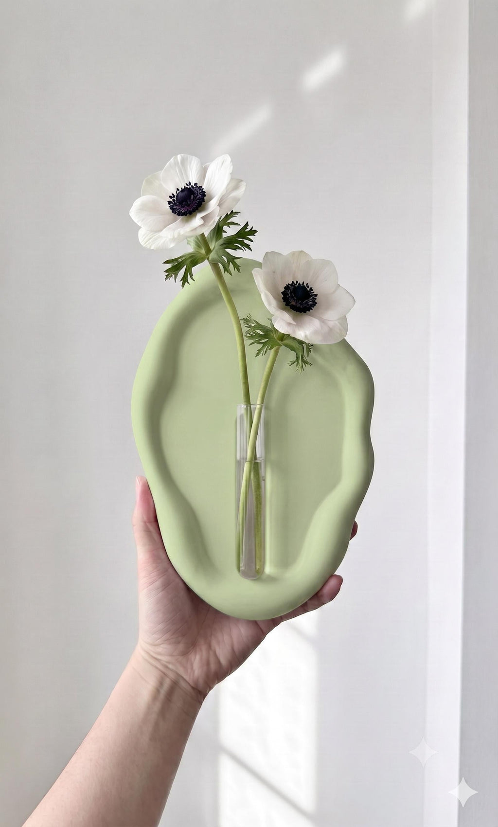 Wall Hanging Flower Vase | Minimalist Ceramic Wall Vase with Glass Tube | Boho Home Decor | Decorative Plant Holder | Unique Gift for Home & Living