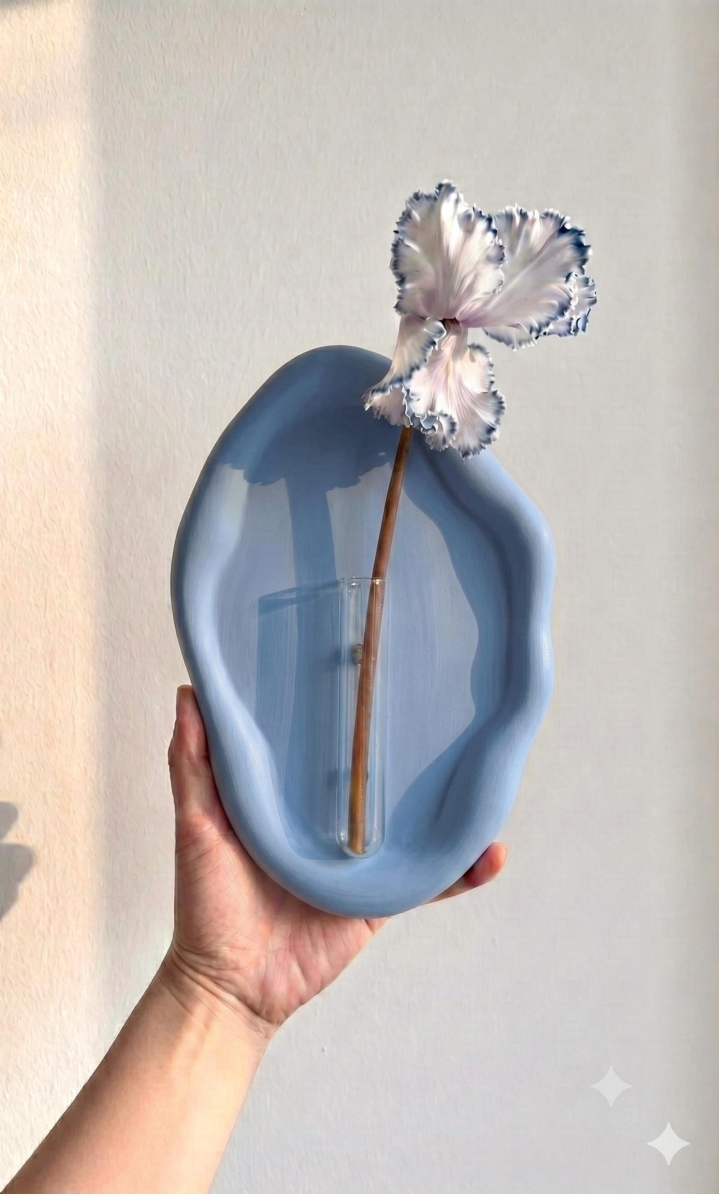 Wall Hanging Flower Vase | Minimalist Ceramic Wall Vase with Glass Tube | Boho Home Decor | Decorative Plant Holder | Unique Gift for Home & Living