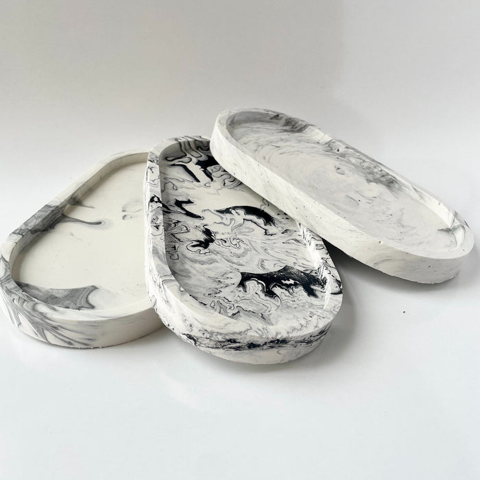 Decorative Tray, Oval Marble Tray for Home Decor Trinket Dish for Dressing Tables for Perfume, Ring Jewellery Trays Oval Tary by Tajdar