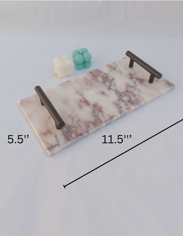 Buy One Marble Serving Tray Get One Concrete Tray Free Handmade Marble Tray for Perfume Jewelry Decorative Tray for Serving Fruits and Salads Multipurpose Tray with Handles Cosmetic Trinket Tray