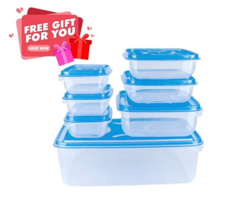 Storage Container Set 7 Pcs - Airtight Plastic Kitchen Organizer with Thumb Lock