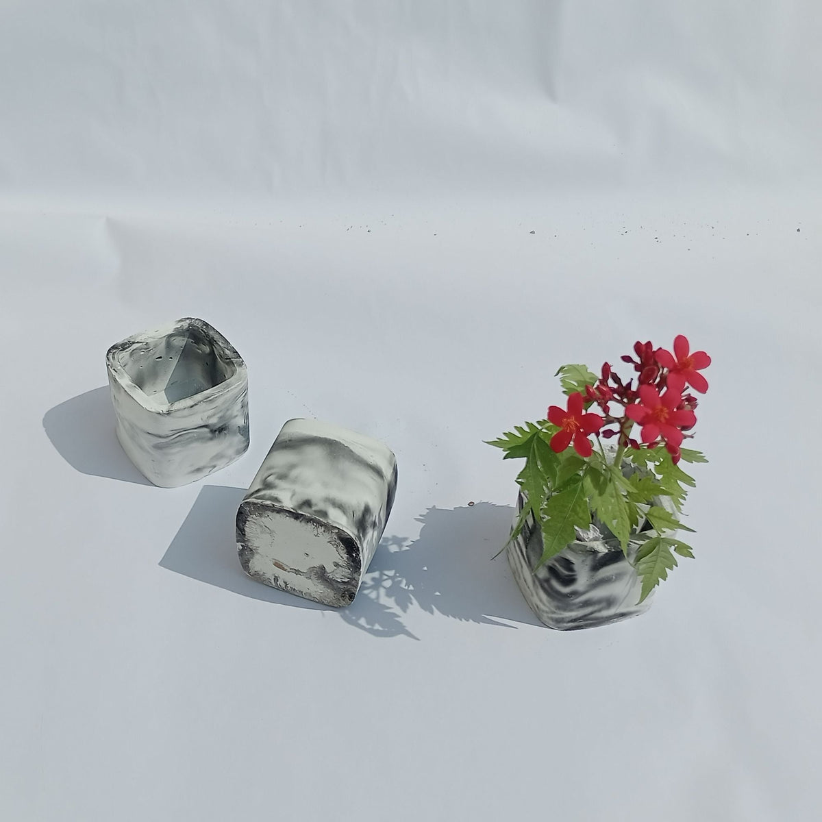 Pack of 2 Artificial Plants Pots for Decoration Mini Pots for Home and Office Decoration Blue Green Gray Color