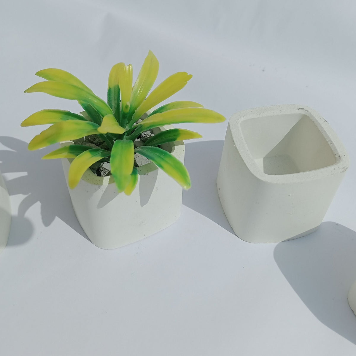 Pack of 2 Artificial Plants Pots for Decoration Mini Pots for Home and Office Decoration Blue Green Gray Color