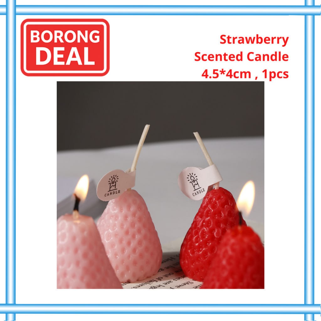 Pack of 2 | Pack of 6 | Pack of 12 Strawberry Shaped Candle for Decorations Handmade Aesthetic Suitable for Home Decor Wedding Decor, Diy Scented Candles Winter & Holiday Gift for Women