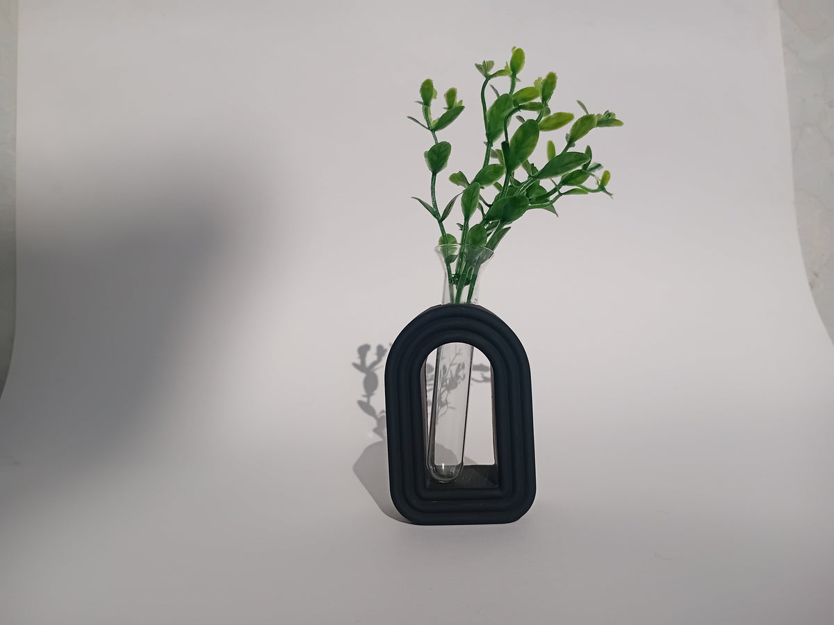 Elegant Modern Arch Vase with Artificial Plant – Minimalist Flower Vase for Home & Office Decoration With Flowers