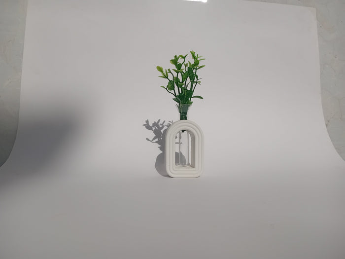 Elegant Modern Arch Vase with Artificial Plant – Minimalist Flower Vase for Home & Office Decoration With Flowers